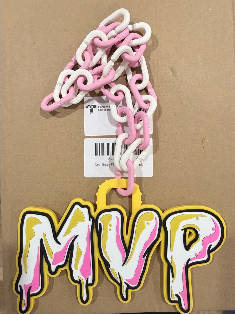 Girls softball Pink & White Chain MVP chain